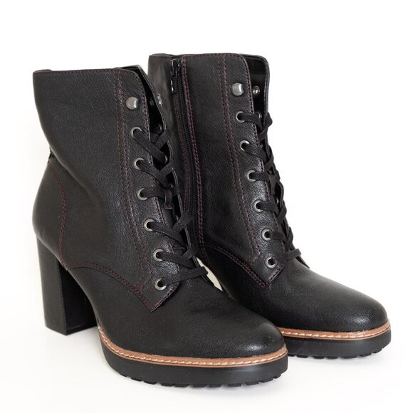 Naturalizer Leather Boot Ankle Lace Up Callie Black NEW - Picture 2 of 15